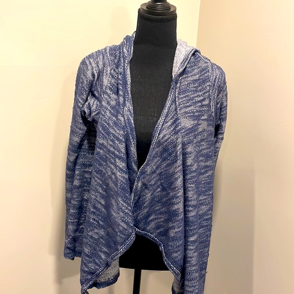 Hollister Blue Grey Mélange Open Front Cardigan with Hood - Picture 2 of 10